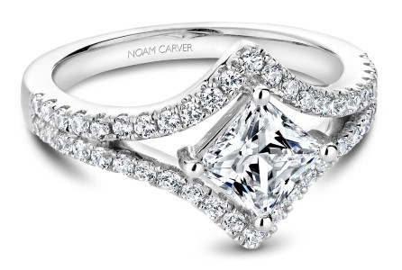 white gold and diamond modern engagement ring by Noam Carver