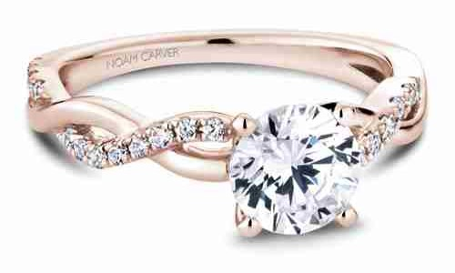 rose gold twisted band diamond engagement ring by Noam Carver