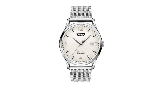 a silver and white minimalist watch for men by Tissot