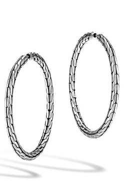 John Hardy Carved Chain Hoops