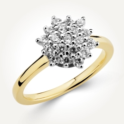14kt Yellow gold Diamond cluster Ring
